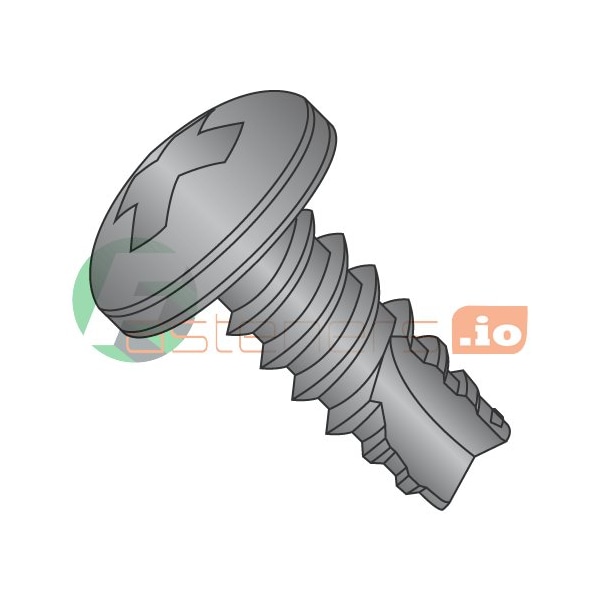 Newport Fasteners Thread Cutting Screw, #4 x 1/2 in, Black Oxide Steel Pan Head Phillips Drive, 10000 PK 172489 - main